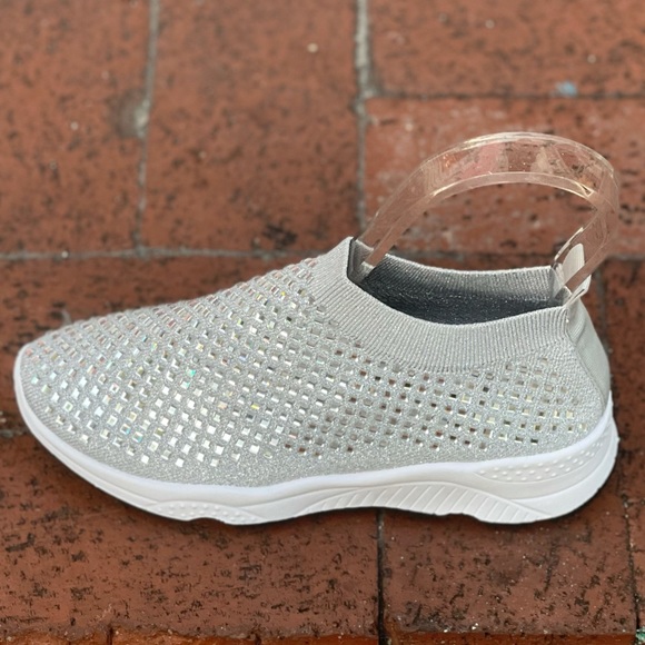 Italina Gray Air Platform Bubble Sock Slip On Rhinestone Sneakers - Picture 4 of 9
